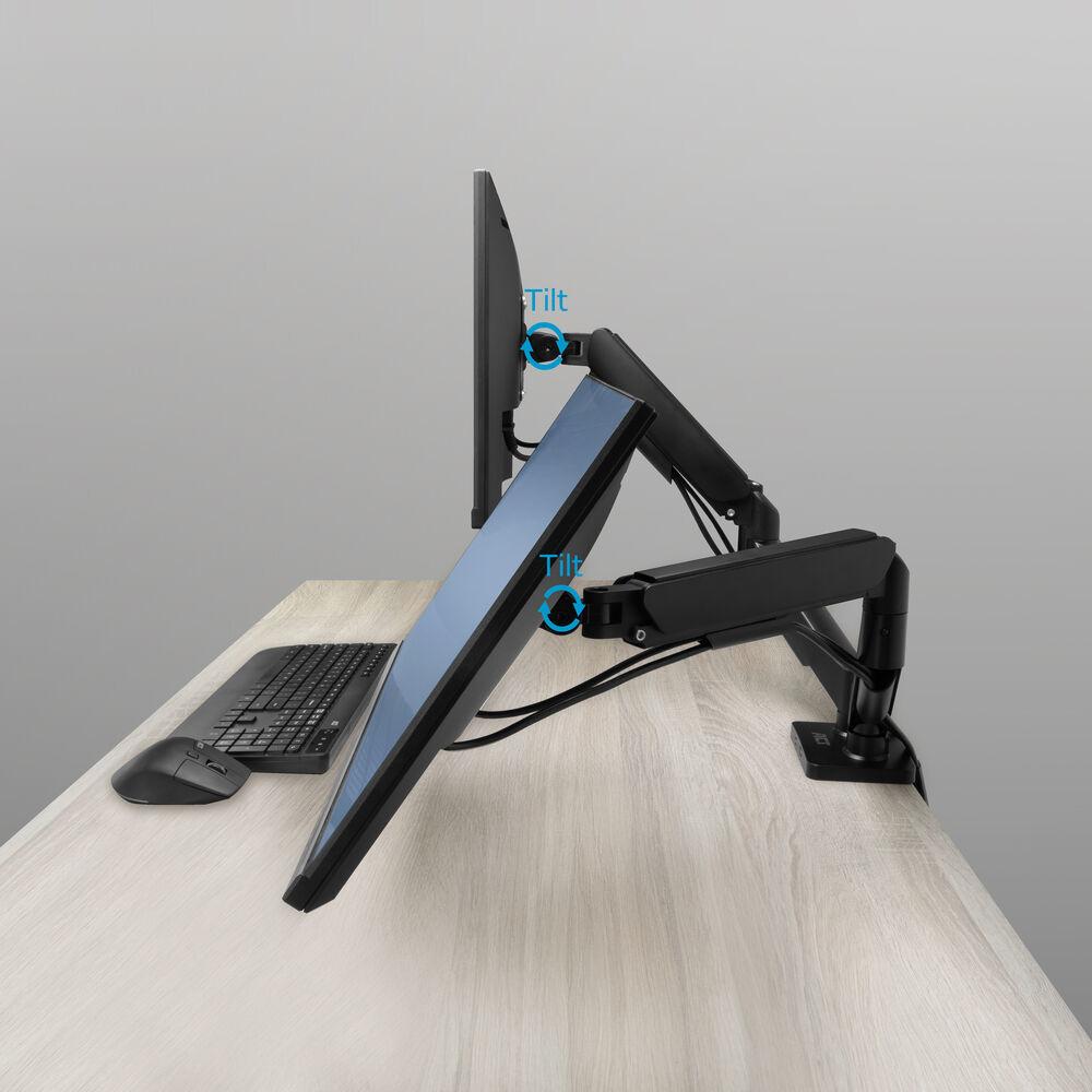 ACT Стойка за 2 бр. монитора за бюро AC8314, Регулируема, 17" - 34", 9 кг, газова пружина