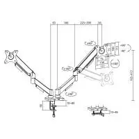 ACT Стойка за 2 бр. монитора за бюро AC8314, Регулируема, 17" - 34", 9 кг, газова пружина
