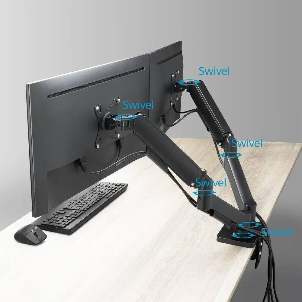 ACT Стойка за 2 бр. монитора за бюро AC8314, Регулируема, 17" - 34", 9 кг, газова пружина