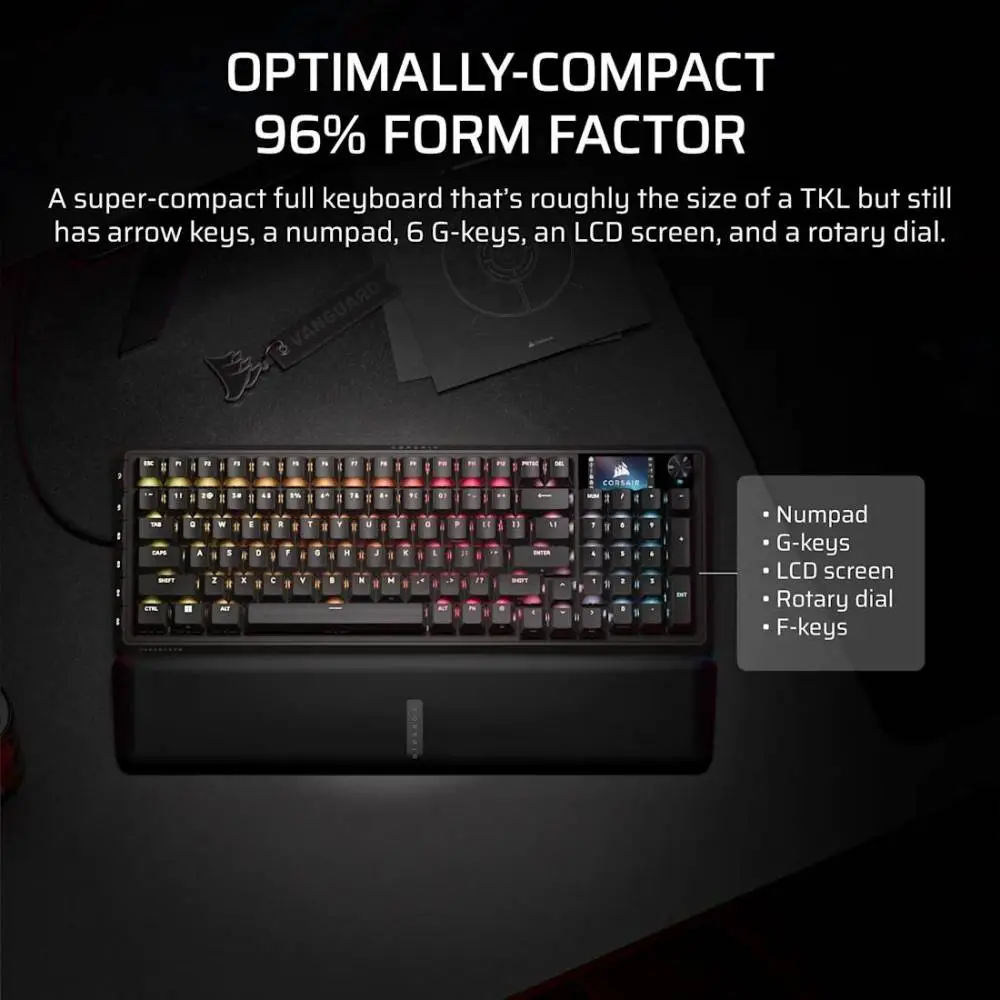 Геймърскa механична клавиатура Corsair Vanguard Pro 96 Hall Effect - Hyperdrive Magnetic Switch