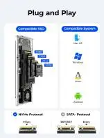 Orico външна кутия за диск Storage - Case - M.2 NVMe M key - 40Gbps, USB-A/USB-C - TCM2-U4-BK-BP