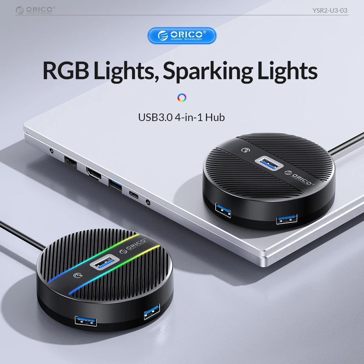 Orico хъб HUB USB3.1 Type-C 4 port - 4 x USB3.0 White, Audio/Mic x 1 - YS4-C3-03-WH-BP