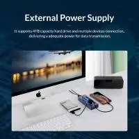 Orico хъб USB3.0 HUB 7 port with Power Adapter, On/Off buttons, Aluminium - AT2U3-7AB-EU-GY