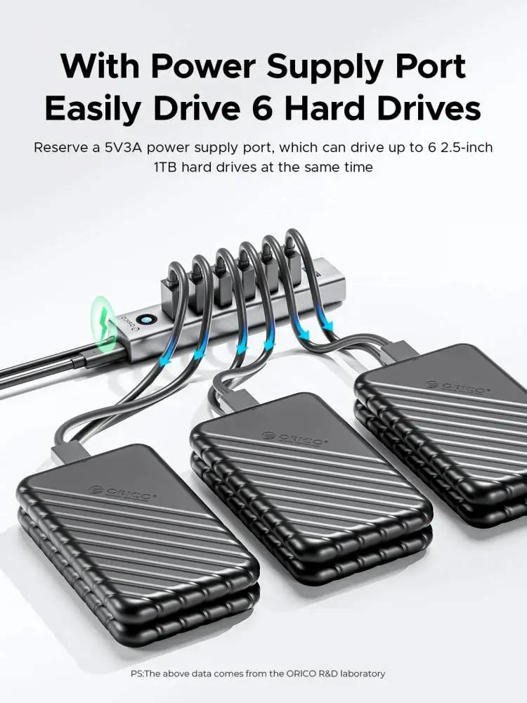 Orico хъб USB3.0 HUB 7 port Black - CL7U-U3-10-GY-BP