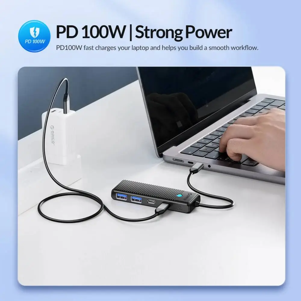 Orico хъб USB3.1 HUB Type-C - 2 x USB3.0, 2 x USB-C - PAPW2AC-C3-05-BK-EP