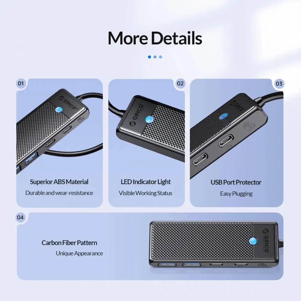 Orico хъб USB3.1 HUB Type-C - 2 x USB3.0, 2 x USB-C - PAPW2AC-C3-05-BK-EP