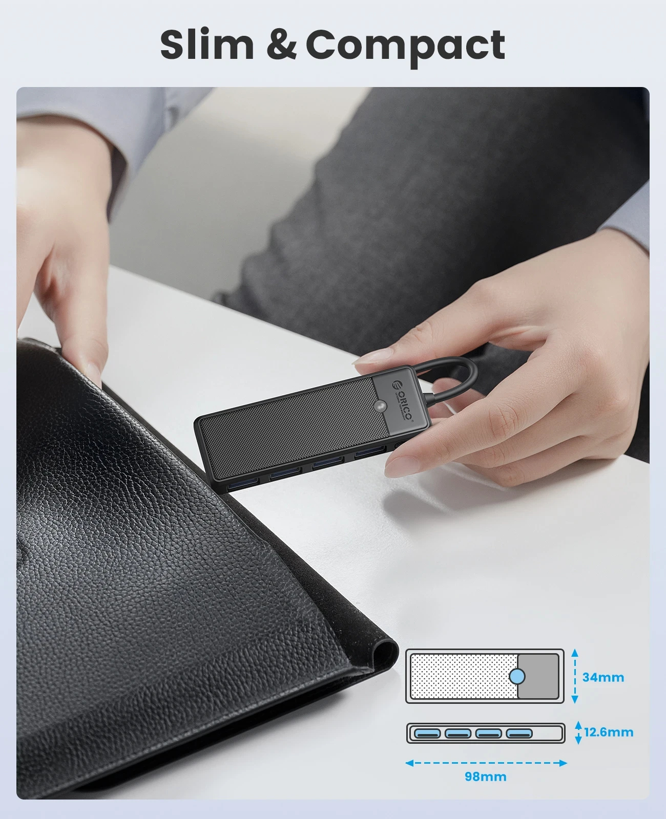 Orico хъб USB3.1 HUB Type-C - 4 x USB3.0 - PAPW4A-C3-015-WH
