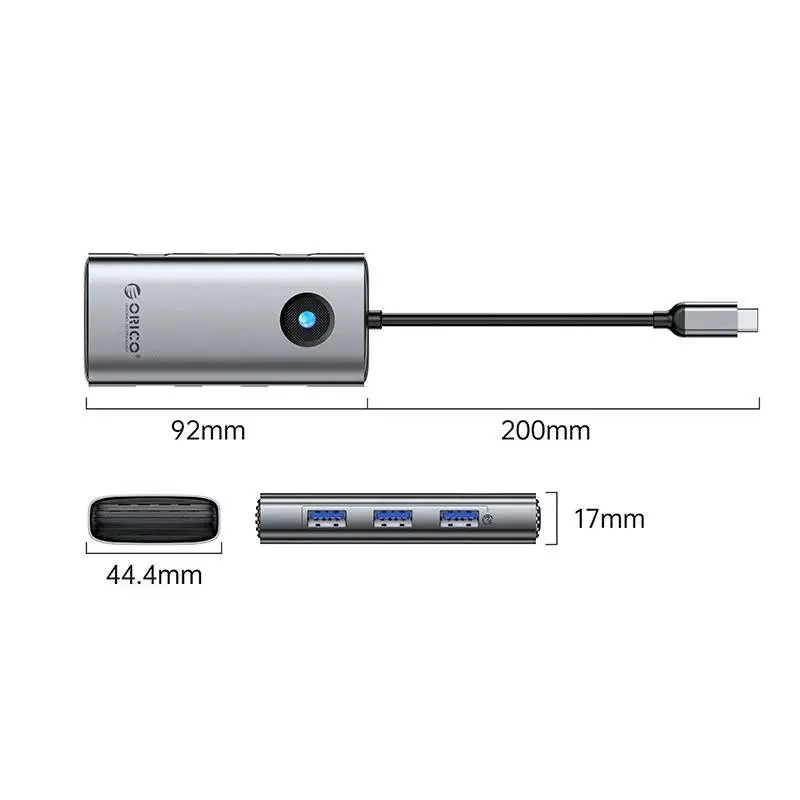 Orico докинг станция Docking Station Type-C - PW11-6P25R-GY-BP - HDMI, USB-A x 3, PD100W x 1, LAN (2.5Gbps)
