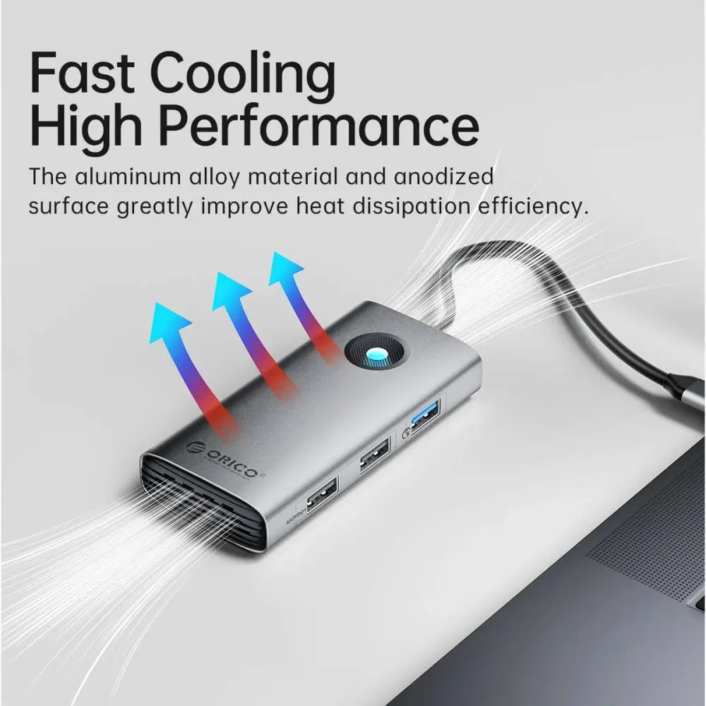 Orico докинг станция Docking Station Type-C - PW11-6P25R-GY-BP - HDMI, USB-A x 3, PD100W x 1, LAN (2.5Gbps)