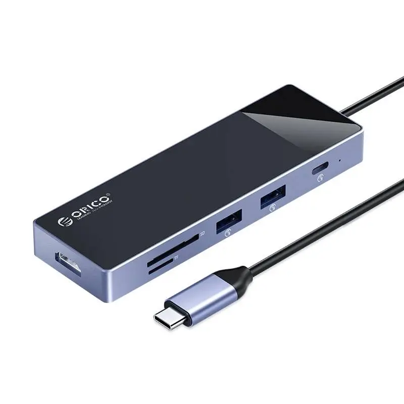 Orico докинг станция Docking Station Type-C - DM-10P-BK-BP - HDMI, USB-C, USB-A x 4, PD100W x 1, LAN (1Gbps), SD/TF