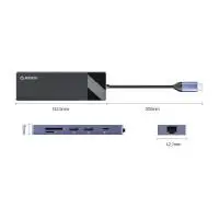 Orico докинг станция Docking Station Type-C - DM-10P-BK-BP - HDMI, USB-C, USB-A x 4, PD100W x 1, LAN (1Gbps), SD/TF