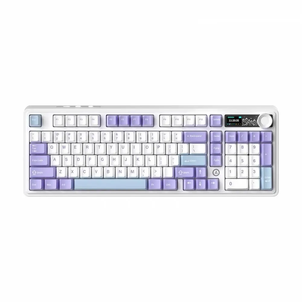 Геймърска механична клавиатура Ajazz Wireless Gaming Mechanical Keyboard AK980 V2 - Maillard Switch [Linear] (English US), Purple, White