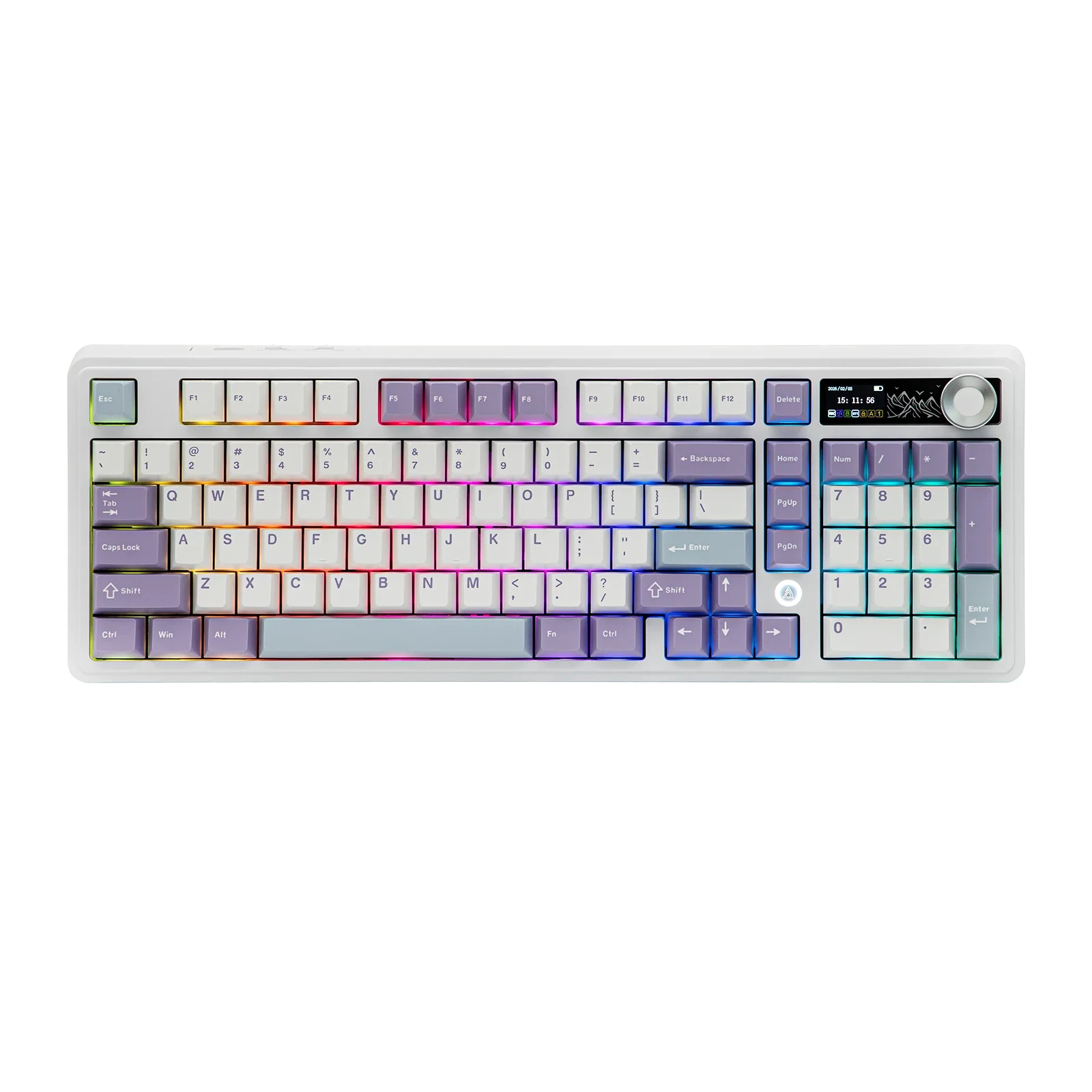 Геймърска механична клавиатура Ajazz Wireless Gaming Mechanical Keyboard AK980 V2 - Maillard Switch [Linear] (English US), Purple, White