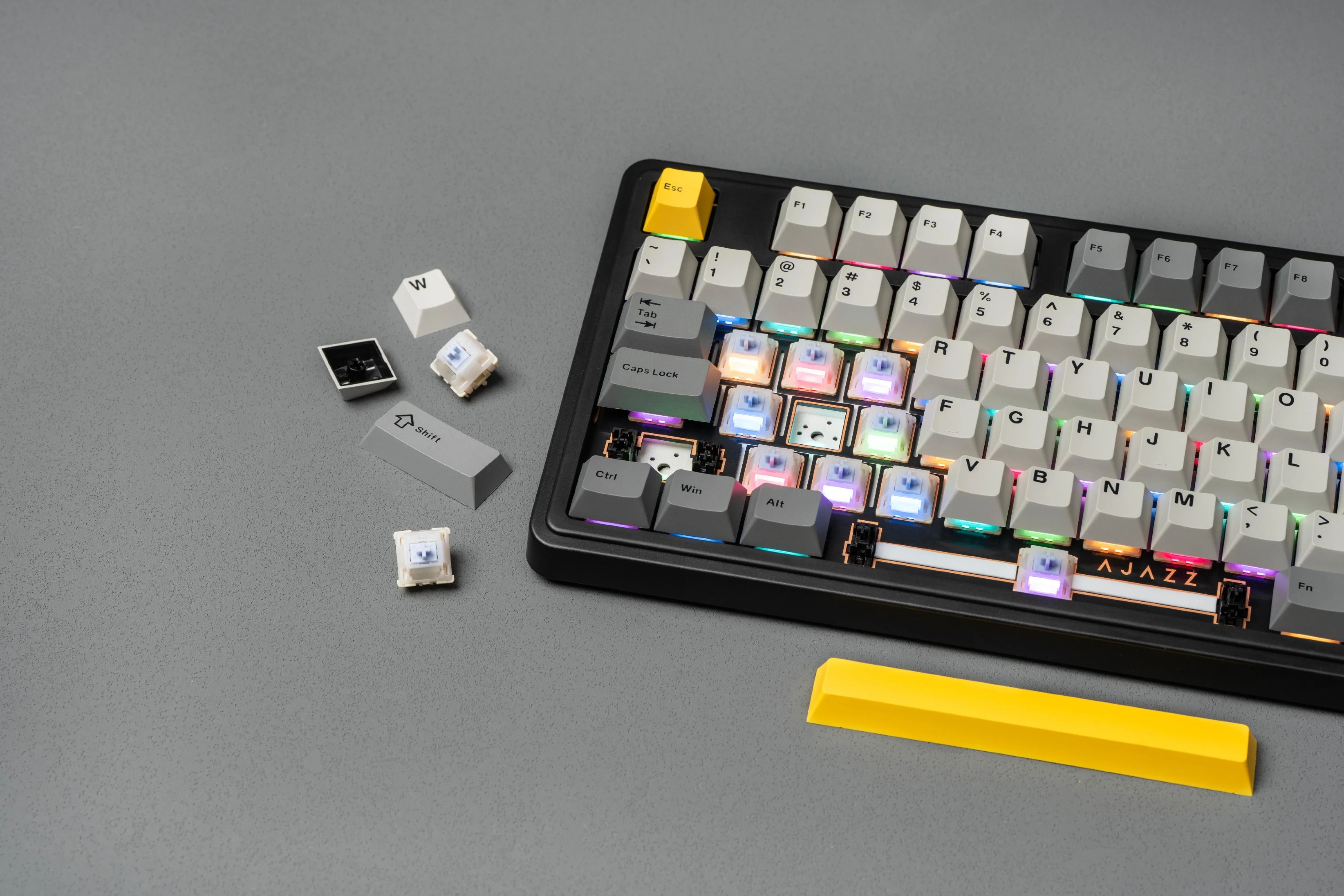 Геймърска механична клавиатура Ajazz Wireless Gaming Mechanical Keyboard AK980 V2 - Maillard Switch [Linear] (English US), Purple, White