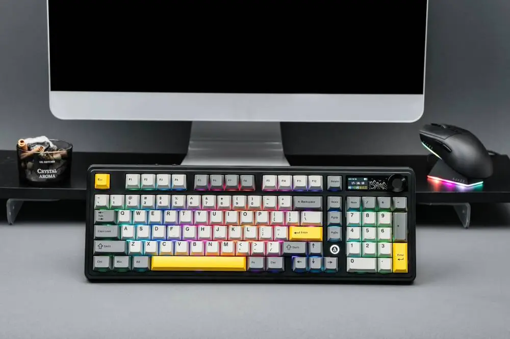 Геймърска механична клавиатура Ajazz Wireless Gaming Mechanical Keyboard AK980 V2 - Gift Switch [Linear] (English US), Purple, White, Blue