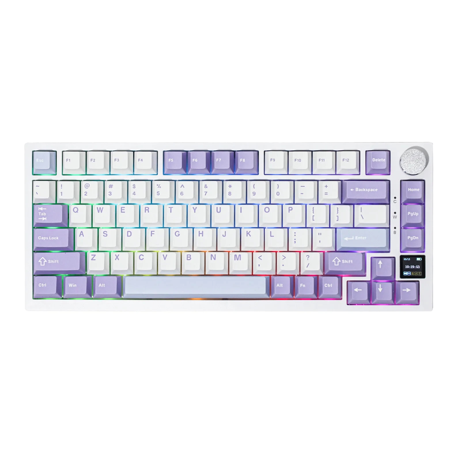 Геймърска механична клавиатура Ajazz Wireless Gaming Mechanical Keyboard AK820 PRO - Gift Switch [Linear] (English US), Purple, White, Blue