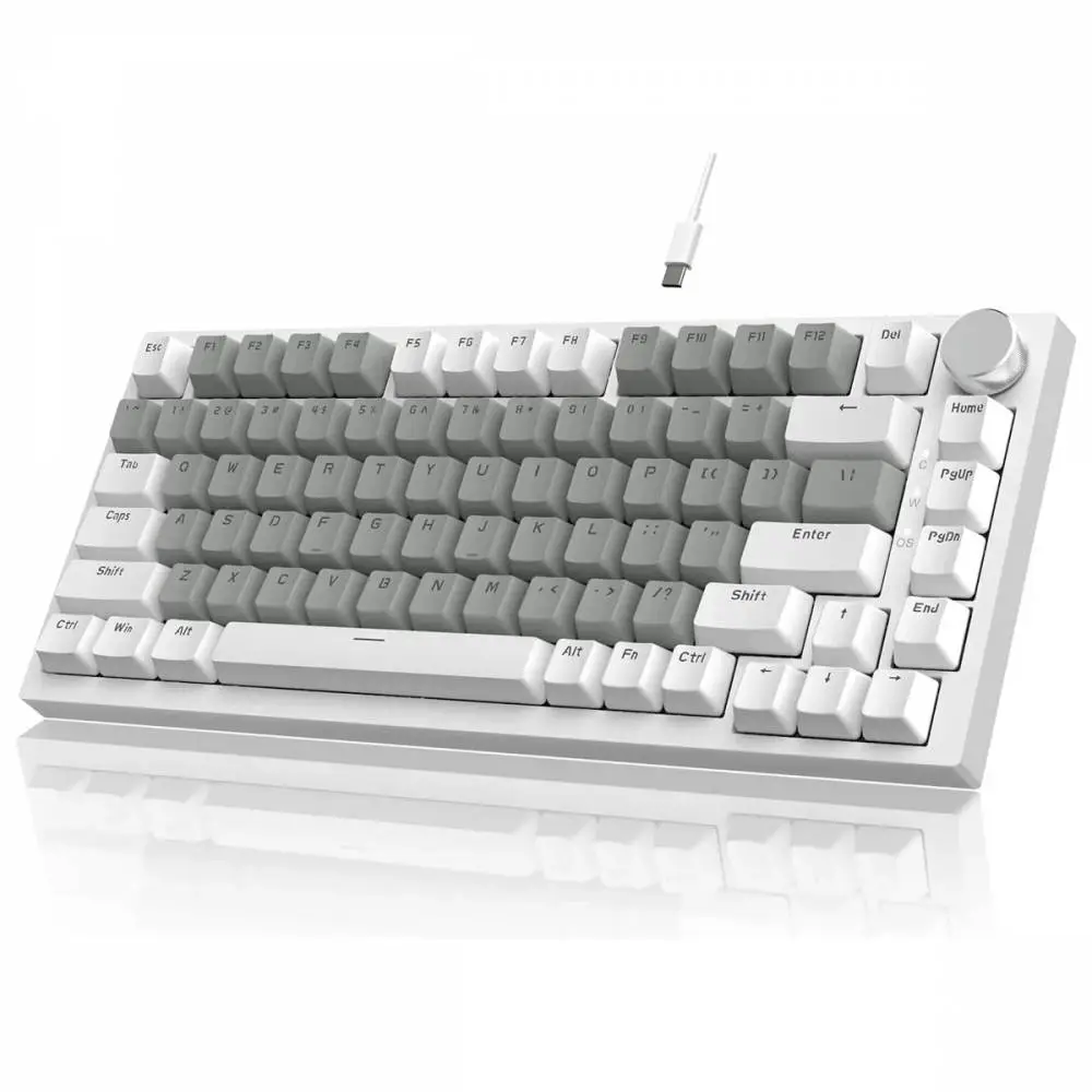 Геймърска механична клавиатура Ajazz Gaming Mechanical Keyboard AK820 - Mille feuille Yellow Switches [Linear] (English US), White Gray, White Light