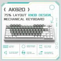 Геймърска механична клавиатура Ajazz Gaming Mechanical Keyboard AK820 - Mille feuille Yellow Switches [Linear] (English US), White Gray, White Light