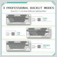Геймърска механична клавиатура Ajazz Gaming Mechanical Keyboard AK820 - Mille feuille Yellow Switches [Linear] (English US), White Gray, White Light