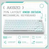 Геймърска механична клавиатура Ajazz Gaming Mechanical Keyboard AK820 - Blue Switches [Tactile] (English US), White, Blue Light