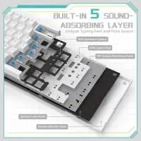 Геймърска механична клавиатура Ajazz Gaming Mechanical Keyboard AK820 - Blue Switches [Tactile] (English US), White, Blue Light