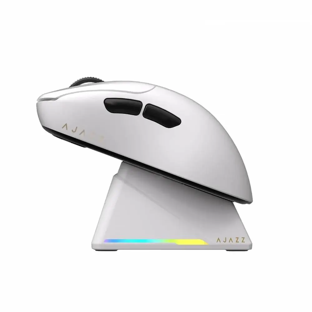 Ajazz професионална геймърска мишка AJ179 PRO - Wireless Gaming Mouse - 8K, Magnetic Charging Dock, White