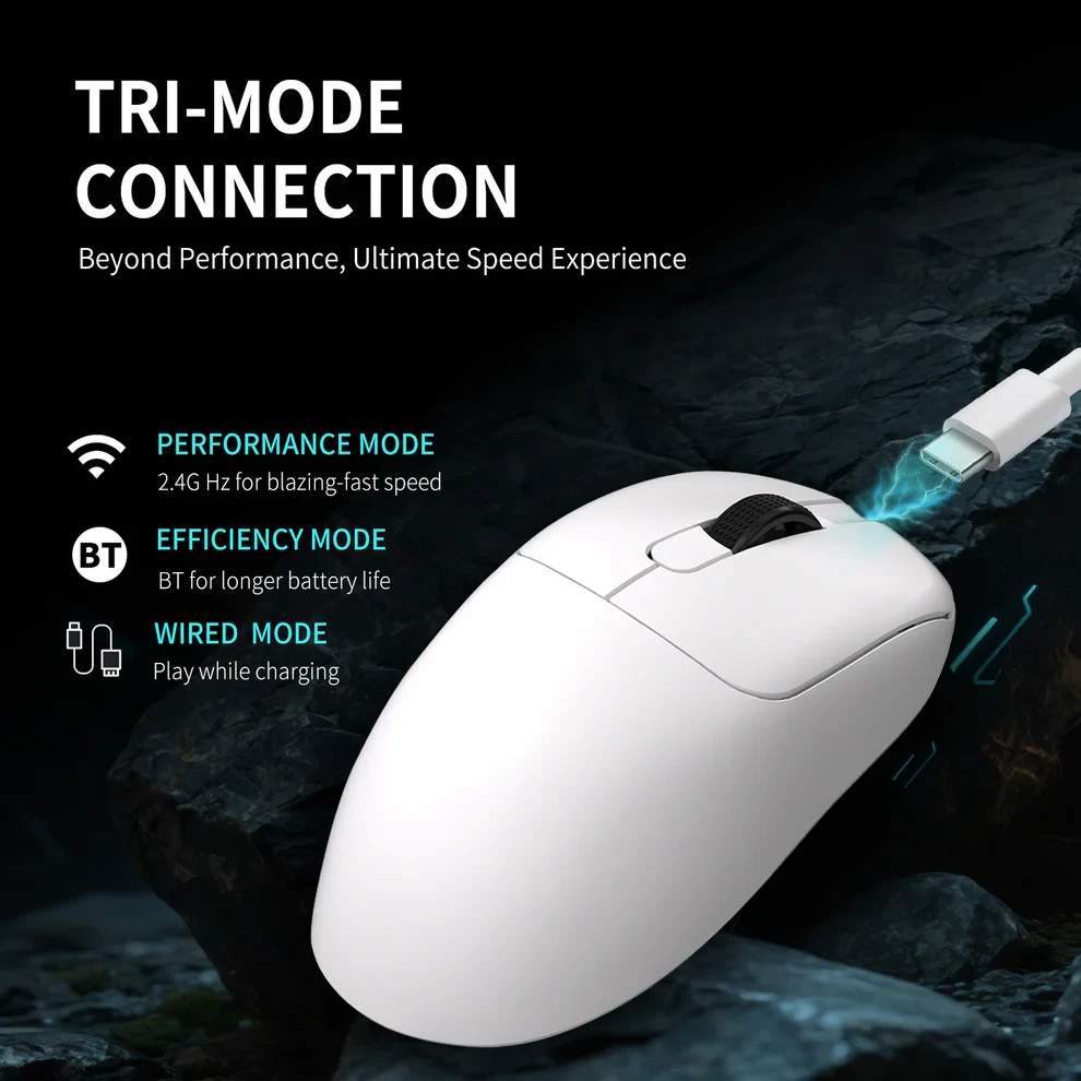 Ajazz επαγγελματικό gaming ποντίκι AJ179 APEX - Wireless Gaming Mouse - 8K, Magnetic Charging Dock, Μαύρο