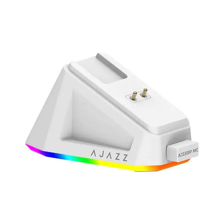 Ajazz професионална геймърска мишка AJ159P MC - Wireless Gaming Mouse - 1K, Magnetic Charging Dock, White