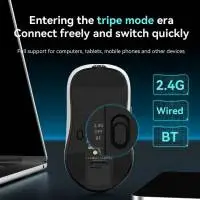 Ajazz професионална геймърска мишка AJ159P MC - Wireless Gaming Mouse - 1K, Magnetic Charging Dock, White
