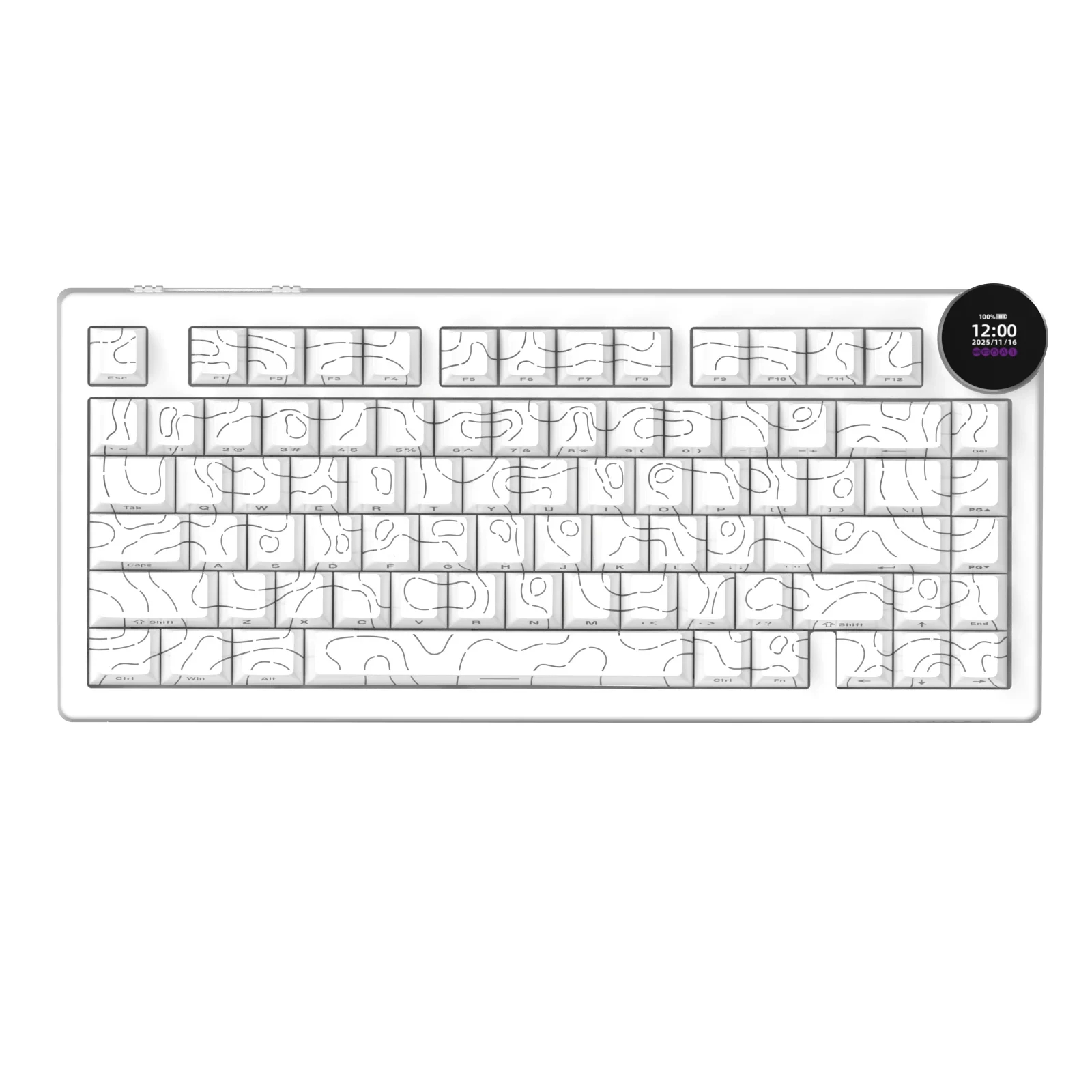 Ajazz геймърска механична клавиатура Wireless Gaming Mechanical Keyboard AK820 V2 PRO - White peach Switch [Linear] (English US), White