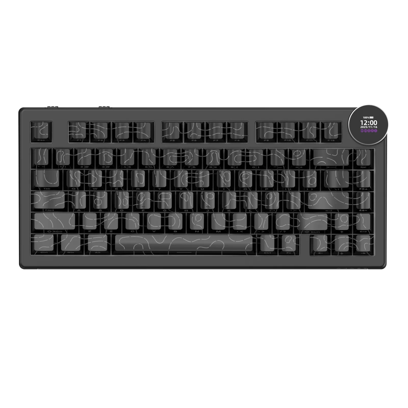 Ajazz геймърска механична клавиатура Wireless Gaming Mechanical Keyboard AK820 V2 PRO - White peach Switch [Linear] (English US), Black