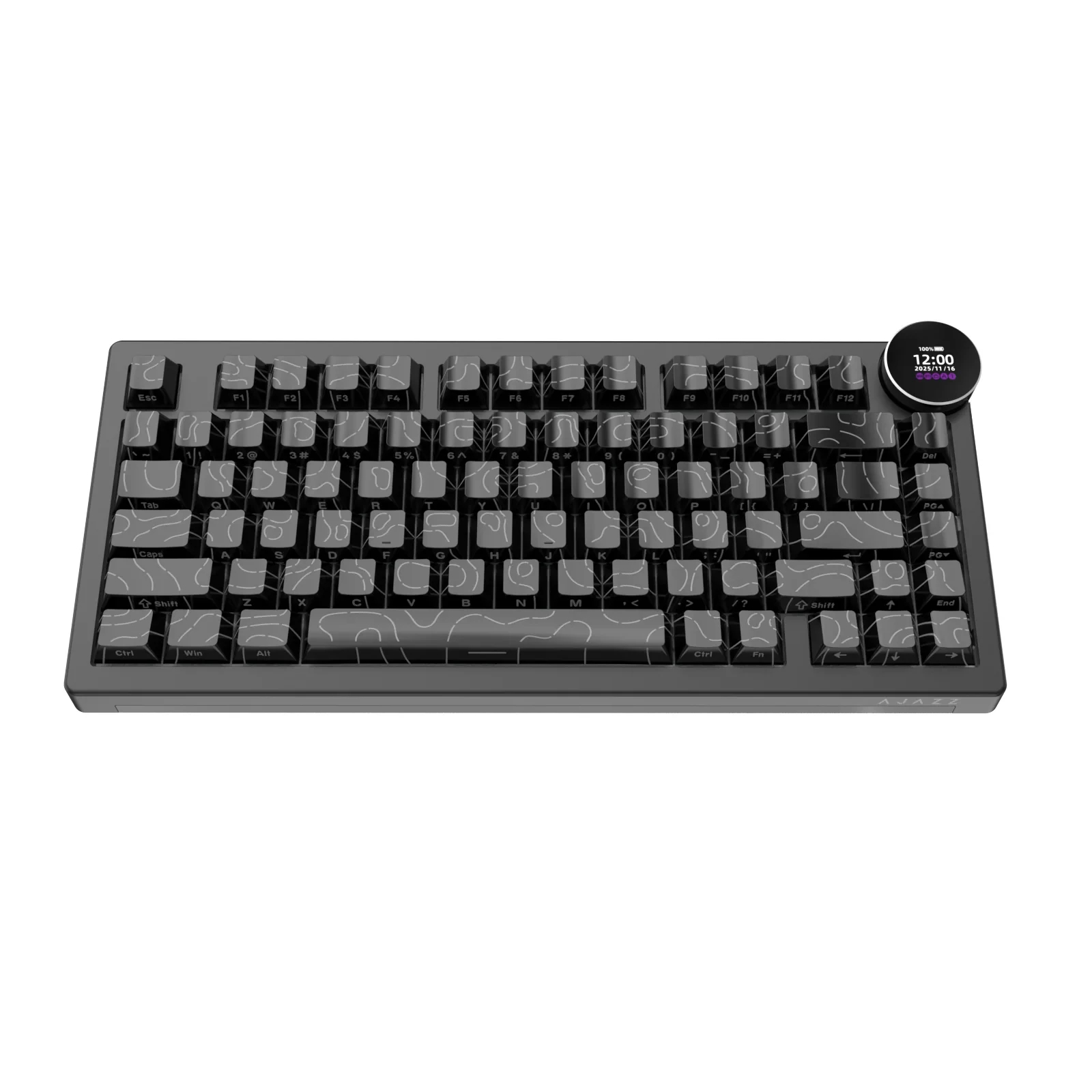 Ajazz геймърска механична клавиатура Wireless Gaming Mechanical Keyboard AK820 V2 PRO - White peach Switch [Linear] (English US), Black