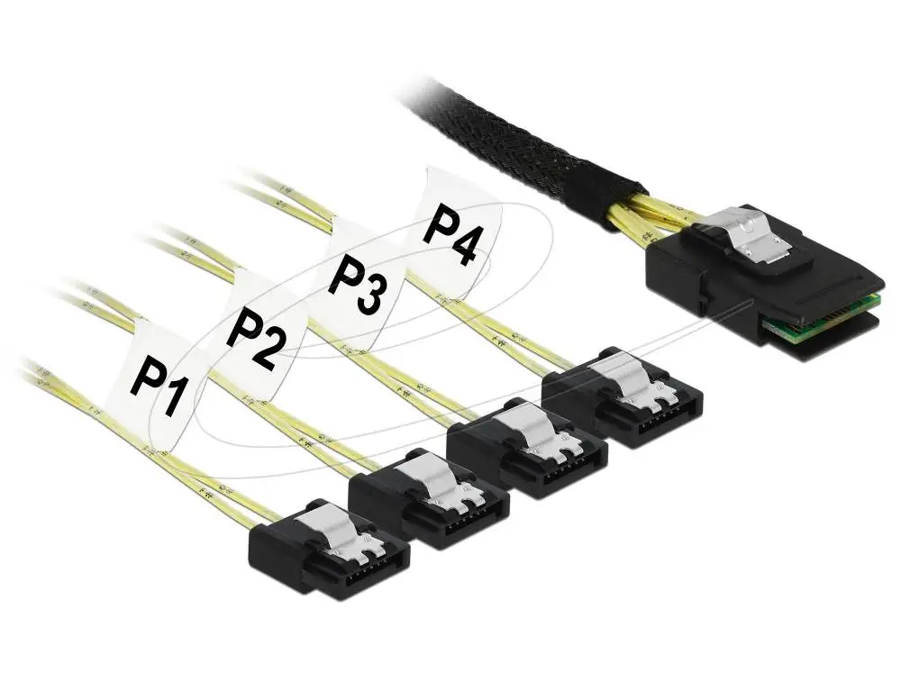 Câble d'interface Delock Mini SAS SFF-8087 vers 4 x SATA 7-pin 1 m métal