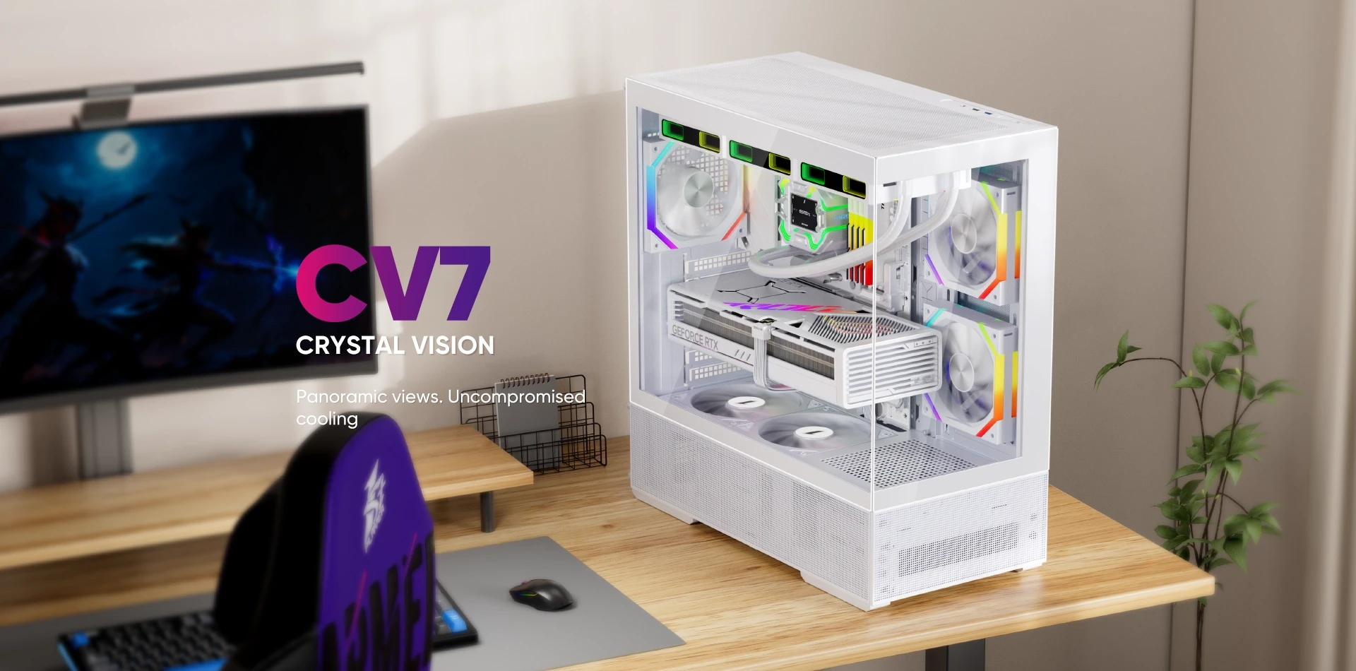 1stPlayer Кутия Case ATX - Crystal Vision CV7 Black - 5 x 120 mm included