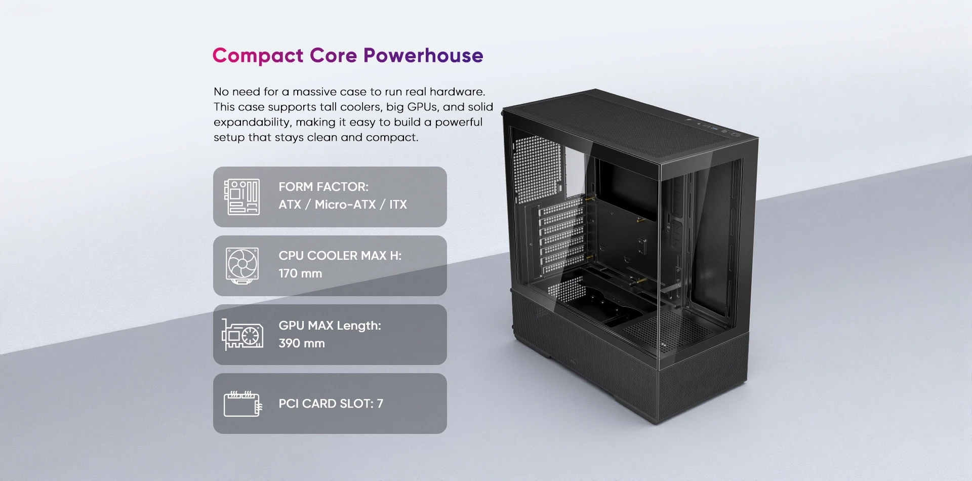 1stPlayer Кутия Case ATX - Crystal Vision CV7 Black - 5 x 120 mm included