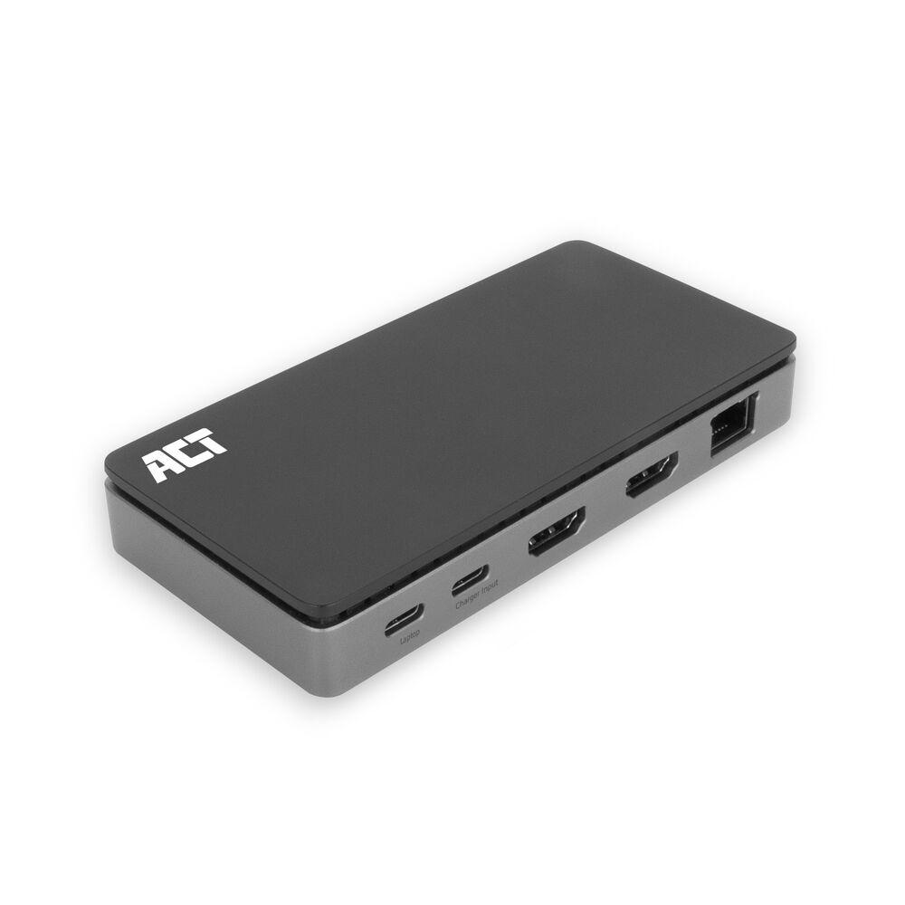 ACT Σταθμός σύνδεσης USB-C, 4K, 2 x HDMI, Ethernet, USB-C, 3x USB-A