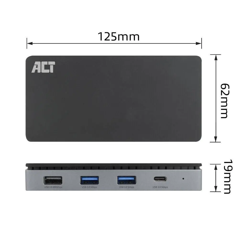 ACT Σταθμός σύνδεσης USB-C, 4K, 2 x HDMI, Ethernet, USB-C, 3x USB-A