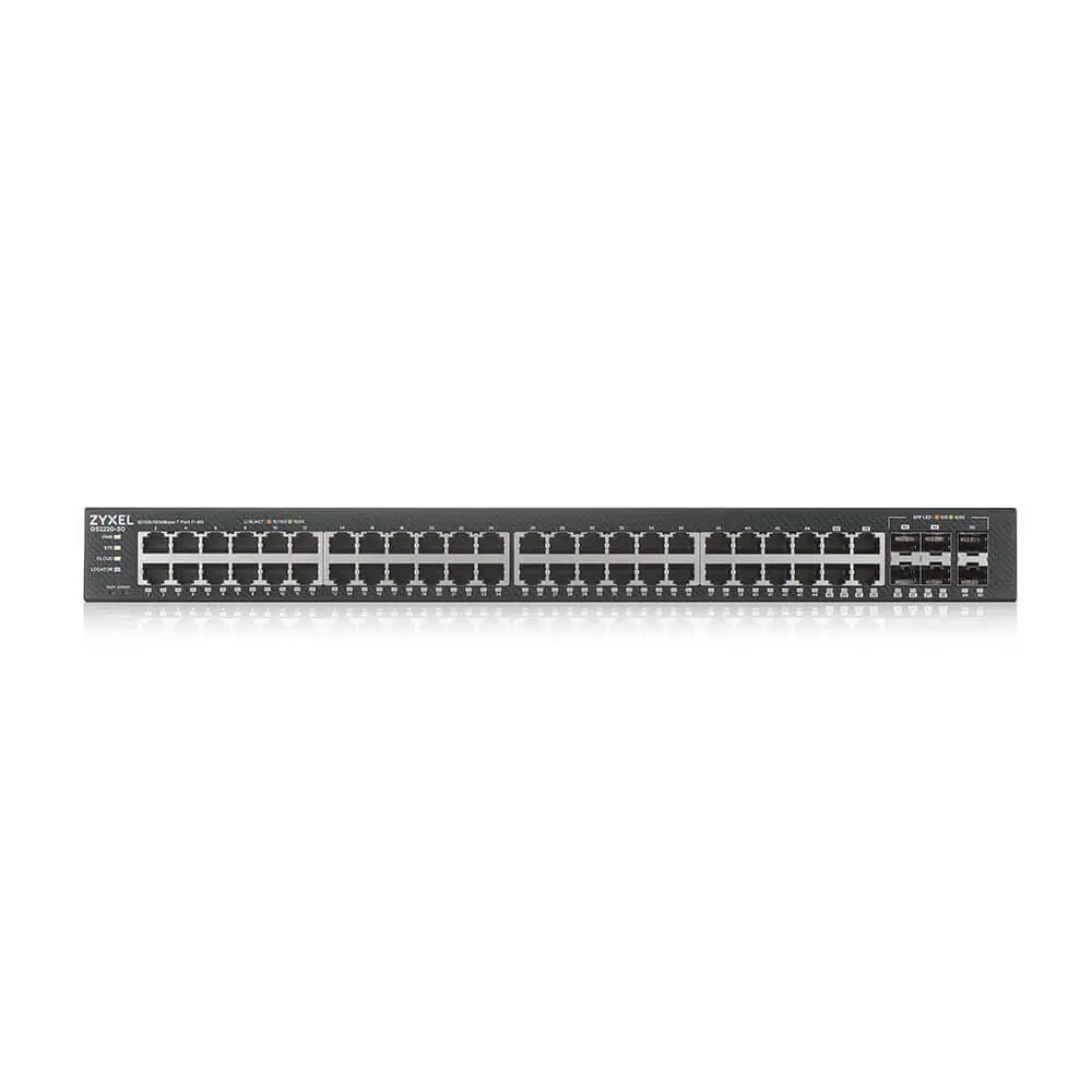Суич ZyXEL GS-2220-50, 48-портов Layer2+, 44x Gb+ 4x Gbcombo (RJ45/SFP) + 2x Gb SFP, управляем