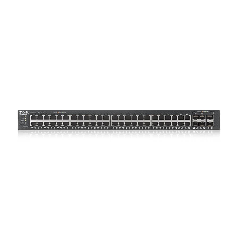 Суич ZyXEL GS-2220-50, 48-портов Layer2+, 44x Gb+ 4x Gbcombo (RJ45/SFP) + 2x Gb SFP, управляем