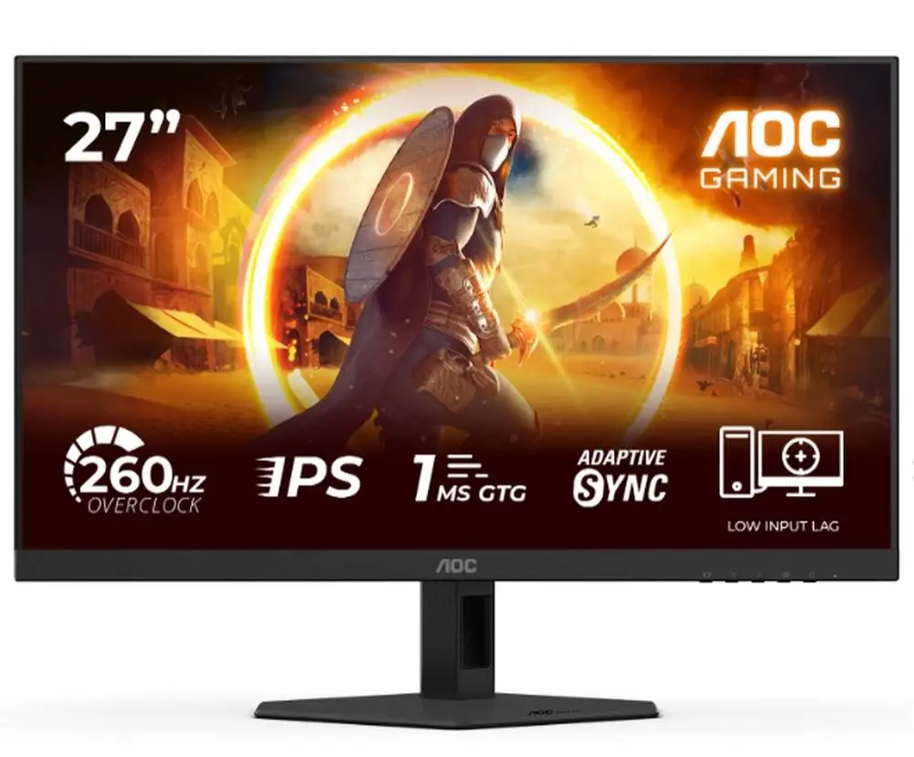 Монитор AOC 27G4ZR, 27" Fast IPS WLED, 1920x1080@260Hz (OC, Native 240Hz), 1ms GtG, 0.3ms MPRT, Adaptive Sync, FlickerFree, Anti Blue Light, 2xHDMI, DP
