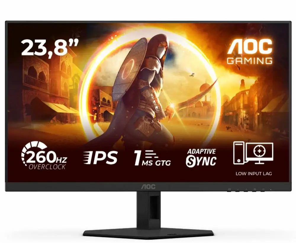Монитор AOC 24G4ZR, 23.8" Fast IPS WLED, FHD 1920x1080, 260Hz (OC, Native 240Hz), 1ms GtG, 0.3ms MPRT, Adaptive Sync, FlickerFree, 2xHDMI, DP