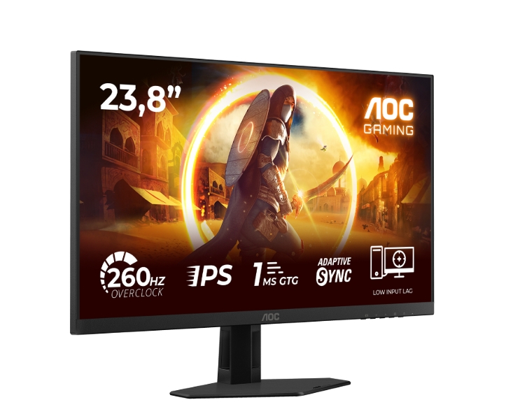 Монитор AOC 24G4ZR, 23.8" Fast IPS WLED, FHD 1920x1080, 260Hz (OC, Native 240Hz), 1ms GtG, 0.3ms MPRT, Adaptive Sync, FlickerFree, 2xHDMI, DP