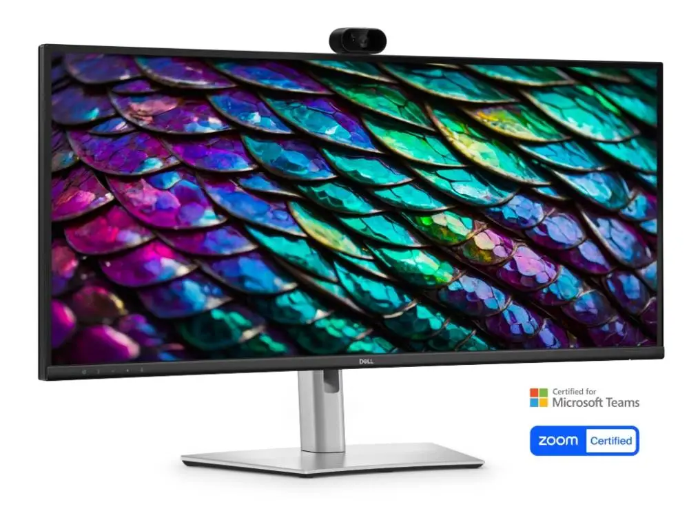 Монитор Dell P3426WEB, 34" Curved Conferencing Monitor, IPS Anti-Glare, 5ms, 100 Hz, 1500:1, 300 cd/m2, WQHD 3440x1440, 99% sRGB, HDMI, Display Port, USB-C Hub, RJ45, Webcam, Mic, Speacers, KVM Switch, PD 90W, Height Adjustable, Pivot, Swivel, Tilt, Black
