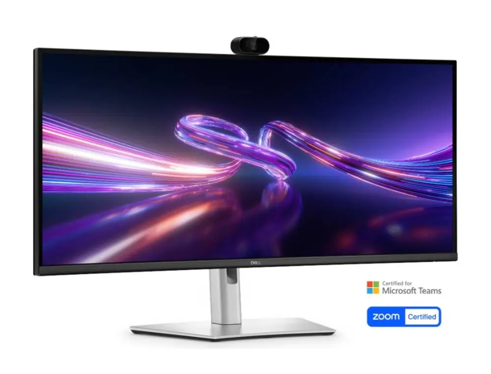 Монитор Dell P3426WEV, 34.1"  Curved Webcam Monitor, IPS Anti-Glare, 5ms, 100 Hz, 1500:1, 350 cd/m2, UW-QHD 3440x1440, 99% sRGB, HDMI, Display Port, USB-C Hub, RJ45, Webcam, KVM Switch, PD 90W, Height Adjustable, Pivot, Swivel, Tilt, Black