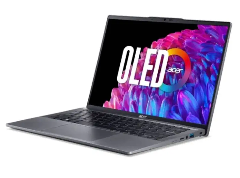 Laptop Acer SFG14-63-R1DP, AMD Ryzen 7 8845HS (fino a 5.1GHz, 16MB), 14'' CineCrystal OLED WQ2.8K 90Hz (2880 x 1800), AMD Radeon Graphics, 16GB LPDDR5 onboard, 512GB SSD NVMe, 50Wh, WIFI6E+BT 5.3, QHD Cam, MicroSD Reader, Win 11 Home, Backlit KBD, Steel Gray