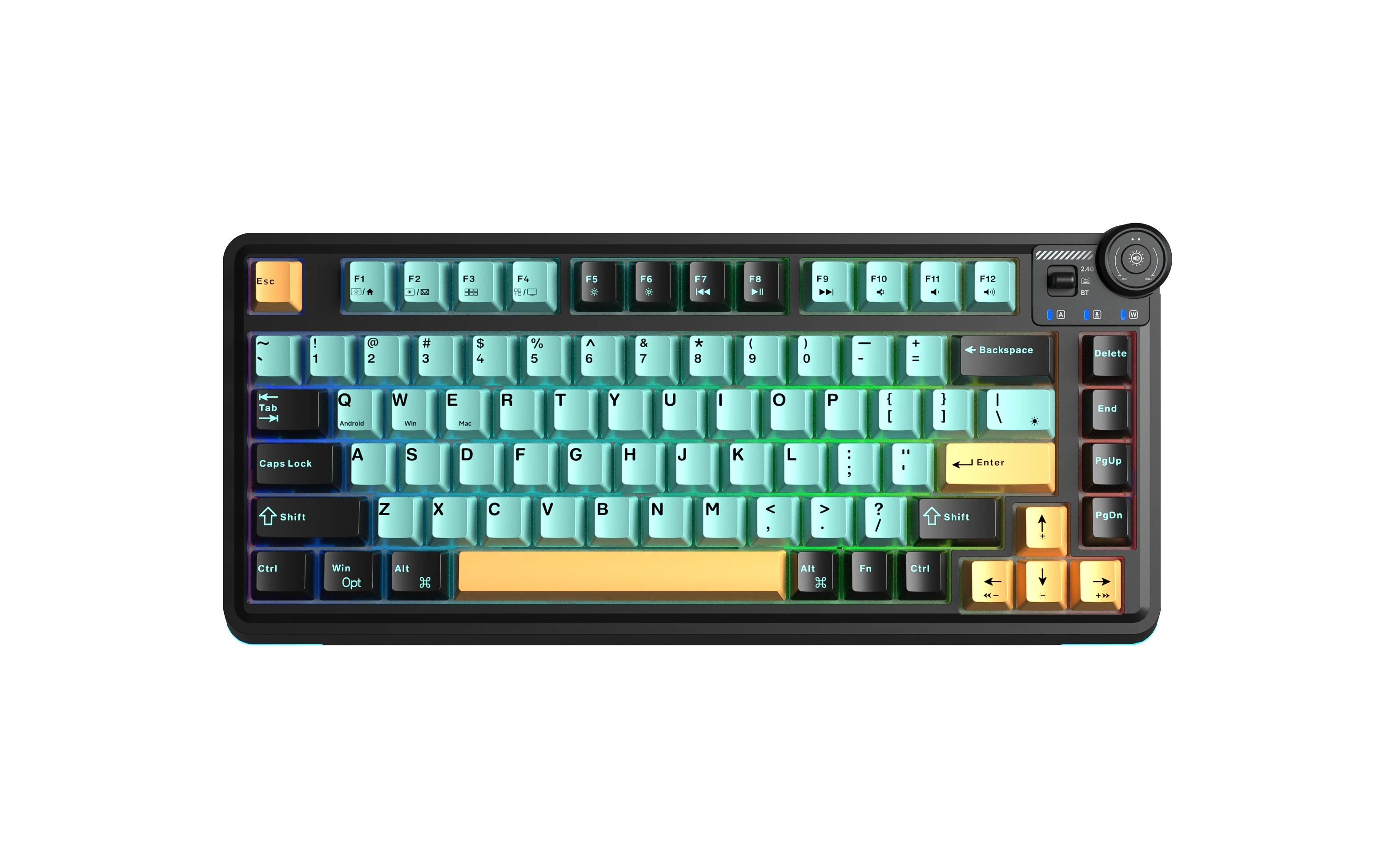 Clavier mécanique de jeu Aula Wireless Gaming Mechanical Keyboard AU75 - Bloomfield Switch [Linear] (English US), Turmeric yellow