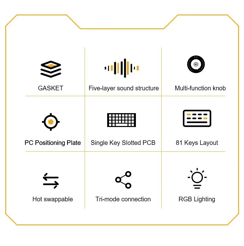 Clavier mécanique de jeu Aula Wireless Gaming Mechanical Keyboard AU75 - Bloomfield Switch [Linear] (English US), Turmeric yellow
