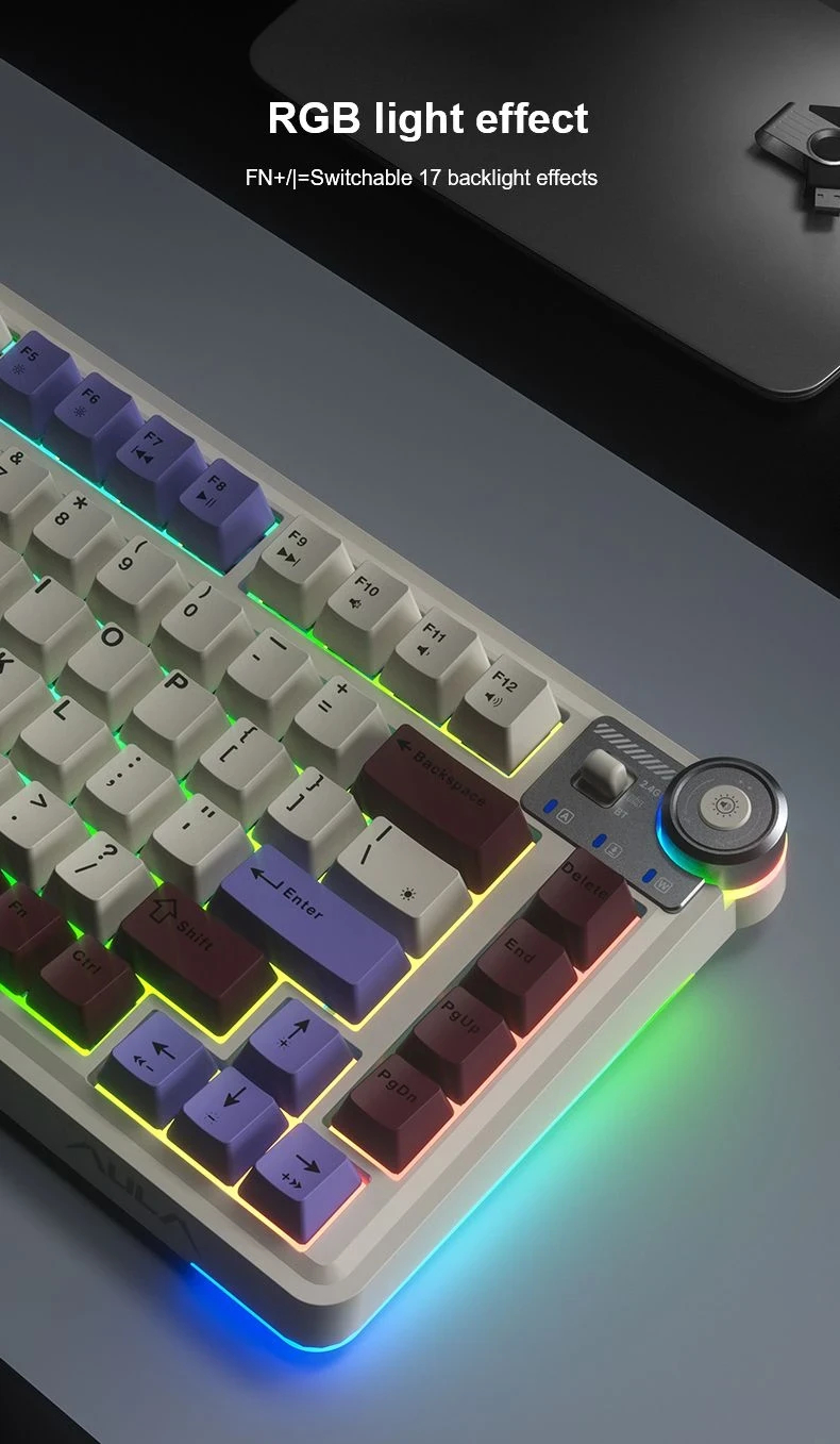 Clavier mécanique de jeu Aula Wireless Gaming Mechanical Keyboard AU75 - Bloomfield Switch [Linear] (English US), Turmeric yellow