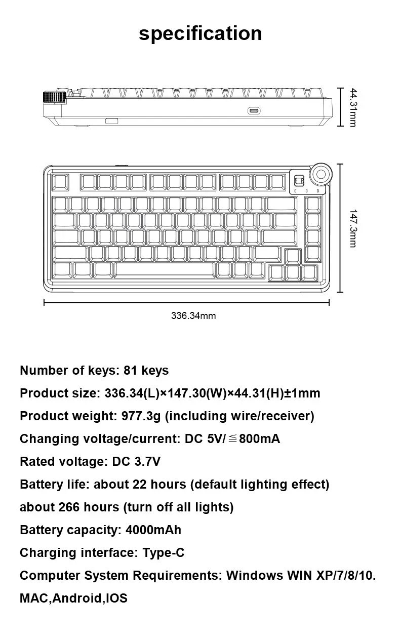 Clavier mécanique de jeu Aula Wireless Gaming Mechanical Keyboard AU75 - Bloomfield Switch [Linear] (English US), Turmeric yellow