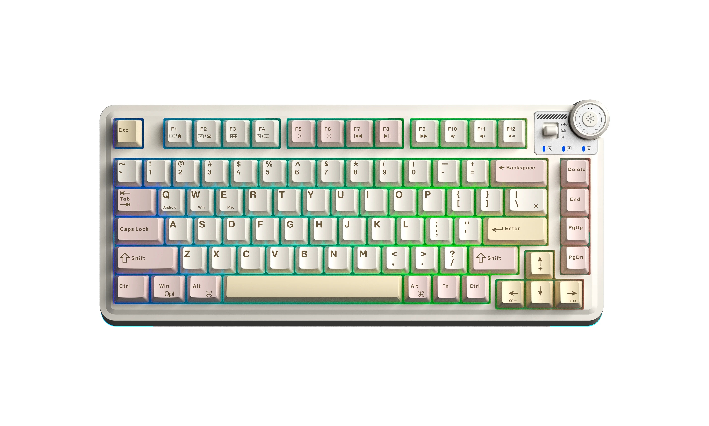 Геймърска механична клавиатура Aula Wireless Gaming Mechanical Keyboard AU75 - Bloomfield Switch [Linear] (English US), Beige